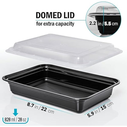 Igluu Meal Prep Containers Reusable 30 Pack 1-Compartment 828ml (28oz) BPA-Free Food Prep Containers with Airtight Lids – Durable Plastic, Stackable, Microwave, Freezer & Dishwasher Safe