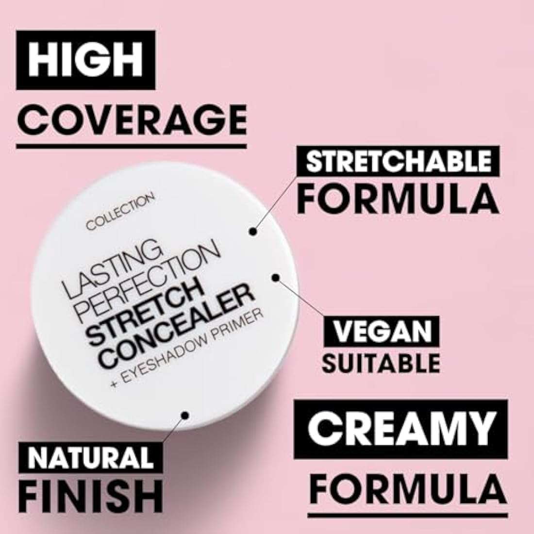 Collection Cosmetics Lasting Perfection Stretch Concealer, High Coverage and Versatile, 6g, Rose Porcelain