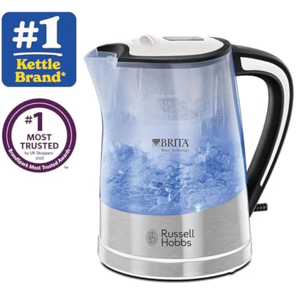 Russell Hobbs 22851 Brita Filter Purity Electric Kettle, Illuminating Filter Kettle with Brita Maxtra+ Cartridge Included, 3000 W, 1.5 Litre, Plastic