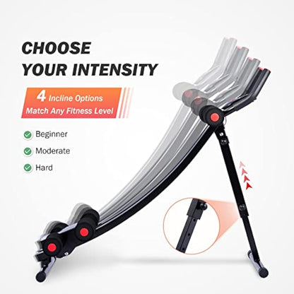 ZELUS Ab Machine for Home Gym, Core Strength Training Equipment for Home Fitness, Ab Crunch Coaster with 4 Intensities and Digital Display, Foldable Core Trainer for Abdominal