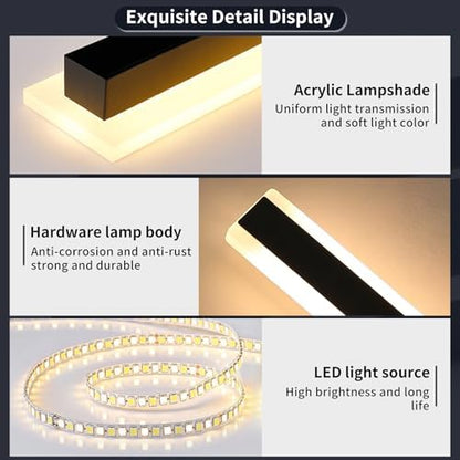 Mikeru 80CM Outdoor Lights with Remote Control, 2Pack Vertical Wall Lights 10% to 100% Dimmable Garage Lights External Main Powered 3000K/4500K/6000K 28W with Memory Function for Garden, Balcony