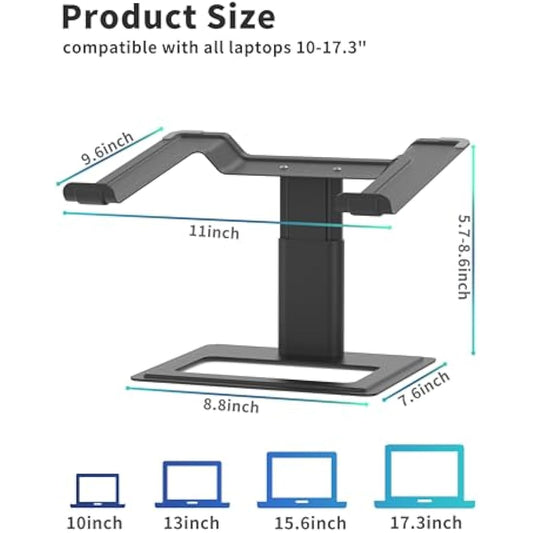 SOUNDANCE Adjustable Laptop Stand for Desk, Computer Stand, Ergonomic Laptop Riser Holder Compatible with 10 to 17.3 Inches Notebook PC Computer, BLACK
