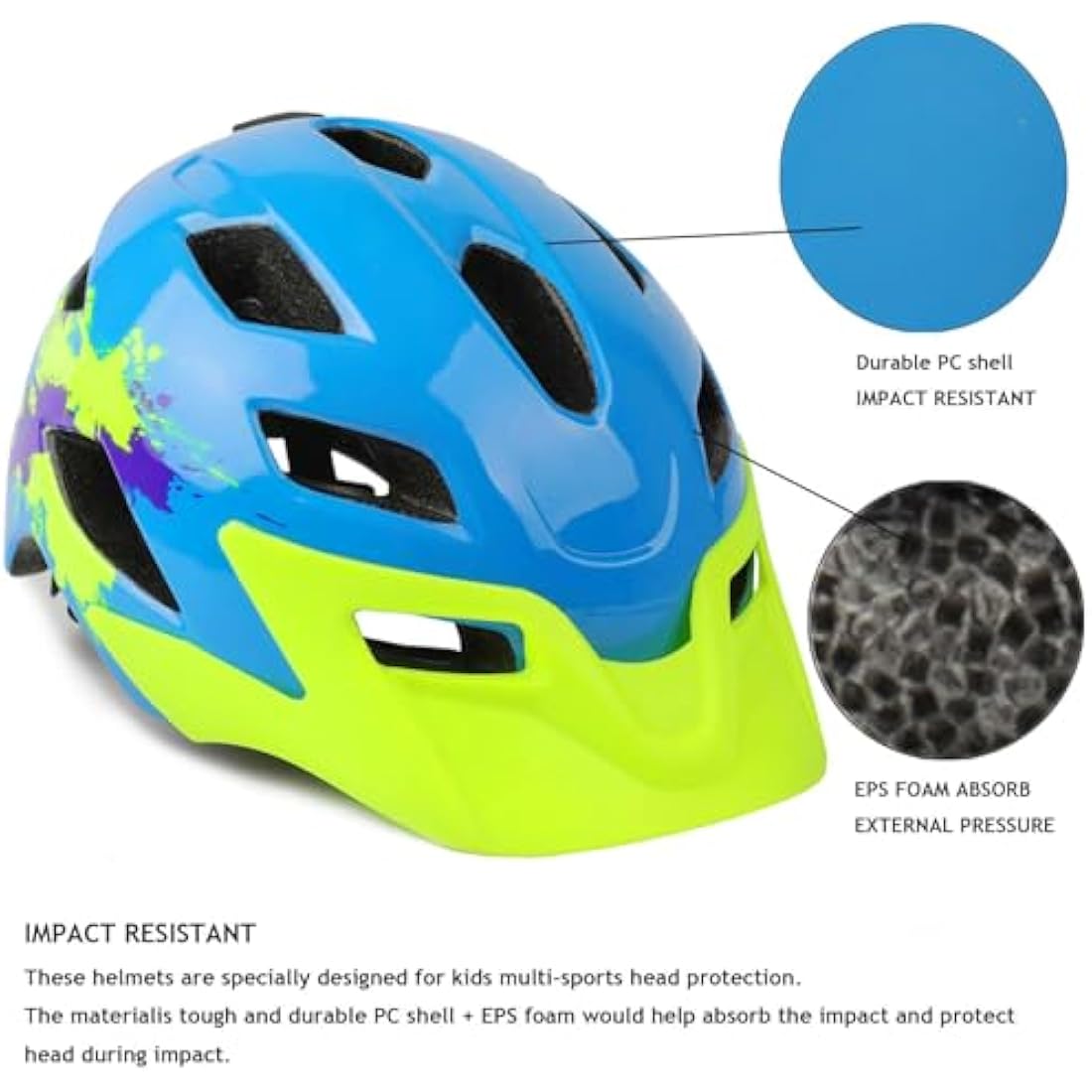 Kids Helmet, Exclusky Kids Bike Helmet Child Boys Girls Bike Helmet Age 5-13 Adjustable Bicycle Scooter Skating Cycle Helmet 50-57cm