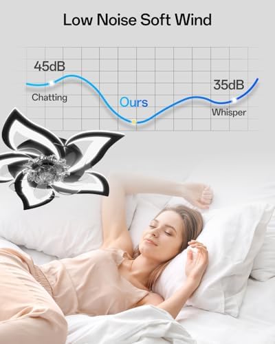 YUNLONG Ceiling Fans with Lights and Remote Silent Black Ceiling Fans with Lamps Reversible DC Motor Dimmable Memory Low Profile Fan Light Ceiling with 6 Speeds Timer