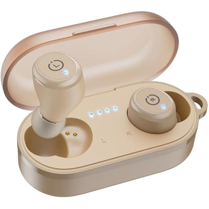 TOZO T10 Wireless Earbuds Bluetooth 5.3 Headphones, App Customize EQ, Ergonomic Desigh, 55H Playtime, Wireless Charging Case, IPX8 Waterproof Powerful Sound in-Ear Headset Khaki (New Upgraded)