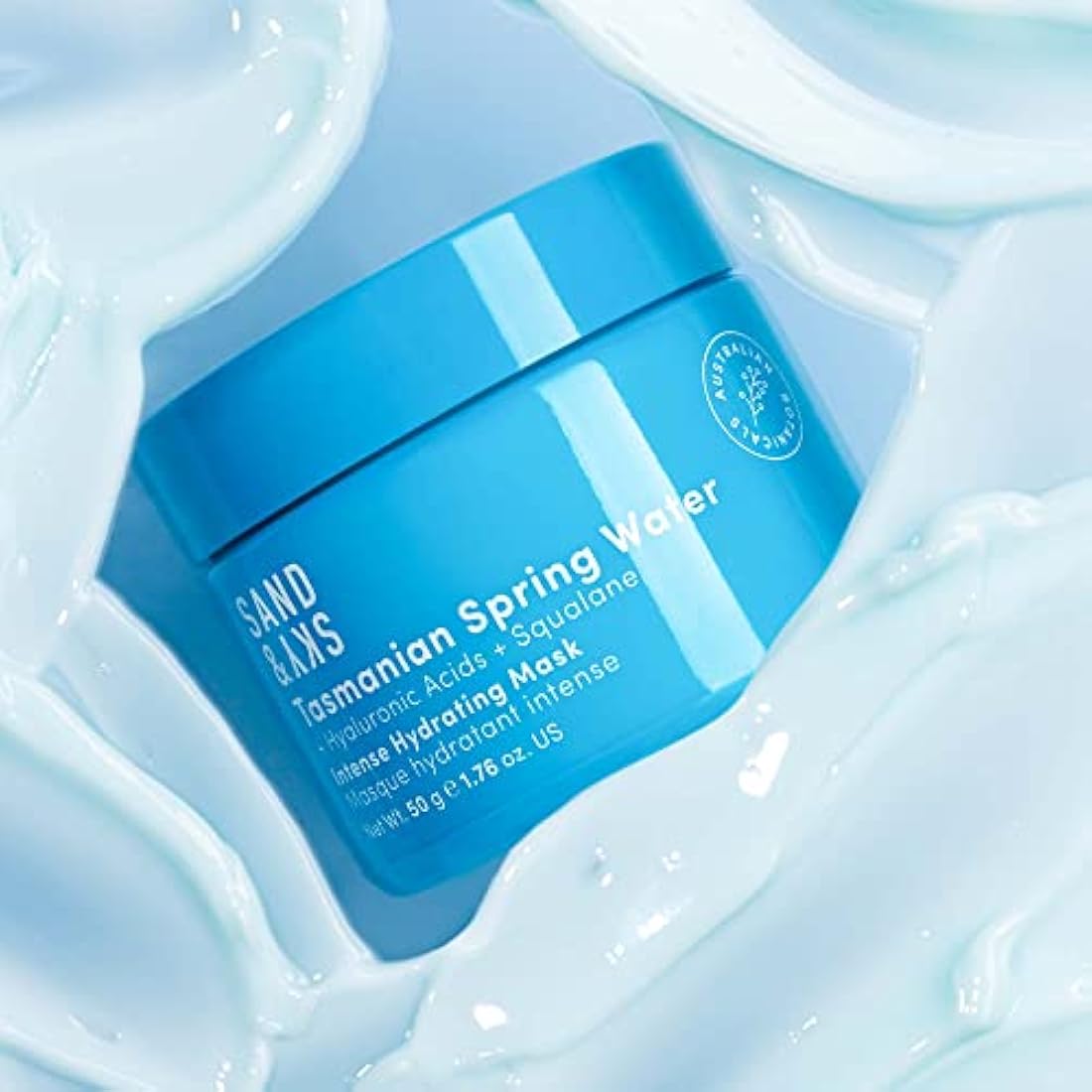Sand & Sky Tasmanian Spring Water Intense Hydration Face Mask with Pentavitin & Hyaluronic Acid - Barrier Boosting Mask for Sensitive Skin, Soothes Redness