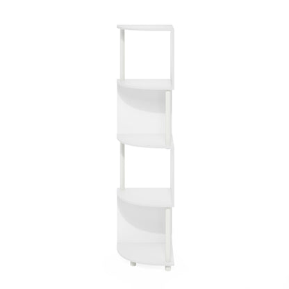 Furinno ECON Corner Shelf, 4-Tier Corner Book Shelf, Zigzag Storage Shelves, Display Rack, Bookshelf, for Organization and Storage, Living Room