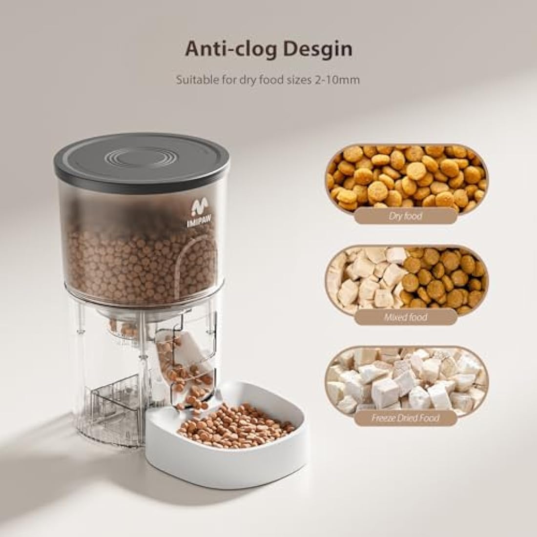 IMIPAW Automatic Cat Feeder, Pet Food Dispenser with Programmable Timer, 1-6 Meals Per Day, Button Control Lockable Lid, 3L Smart Auto Pet Feeders for Cats and Small Dogs