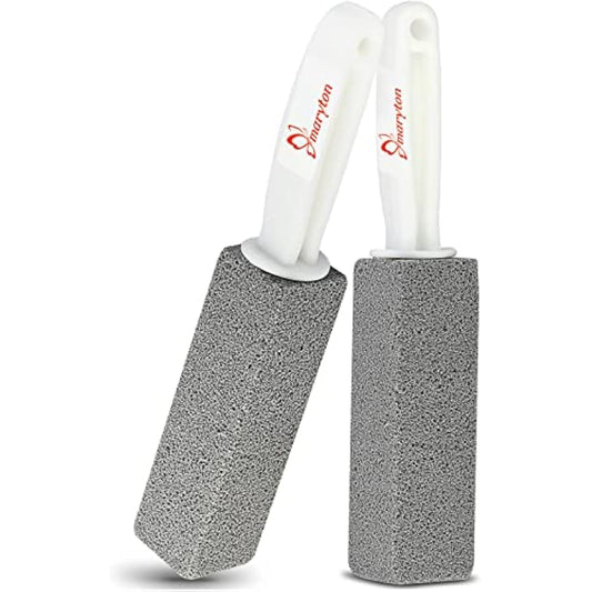 MARYTON Pumice Stone with Handle for Cleaning Toilet Bowl Ring and Hard Water Stains Pack of 2 (Gray)