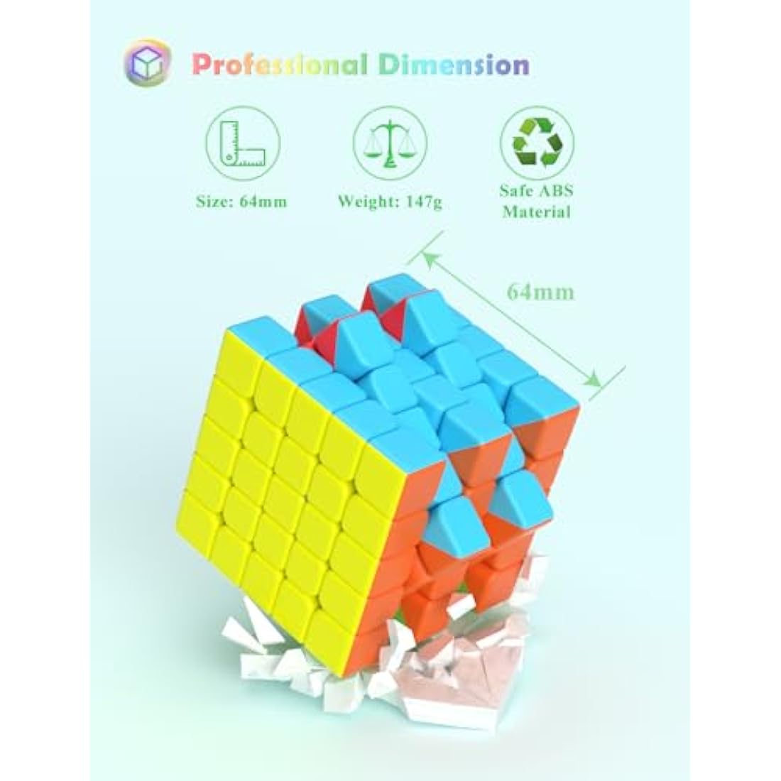ROXENDA Speed Cube - Fast Smooth Turning Solid Durable & Stickerless Frosted, Best 3D Puzzle Magic Cube Toy - Turns Quicker than Original for kids Gift & Adult & Children(5x5x5 Cube)