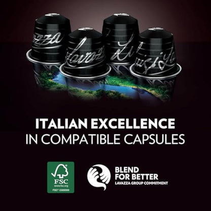 Lavazza, Espresso Maestro Ristretto, 100 Aluminium Capsules Compatible with Nespresso Original Machines, Chocolate & Caramel Notes, Arabica & Robusta, Intensity 12/13, Dark Roasting, Zero CO2 Impact