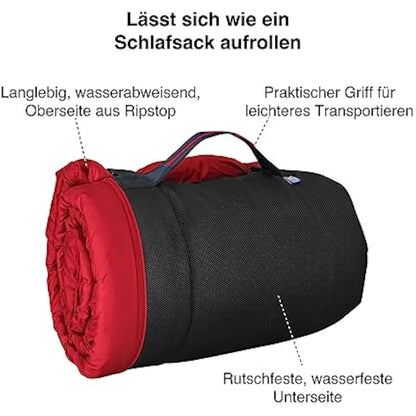 Kurgo Waterproof Dog Bed Wander Loft, Outdoor Portable Bed Roll for Pets, Travel, Hiking, Camping, Chili Red, Medium