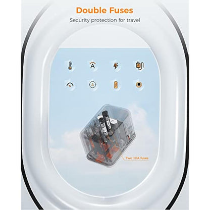TESSAN Universal Travel Adapter Worldwide with PD 45W USB C Fast Charging, 6 in 1 Universal Plug Adaptor UK to World, International Travel Adapter for Multi Countries EU, USA, UK, AU, Thailand etc
