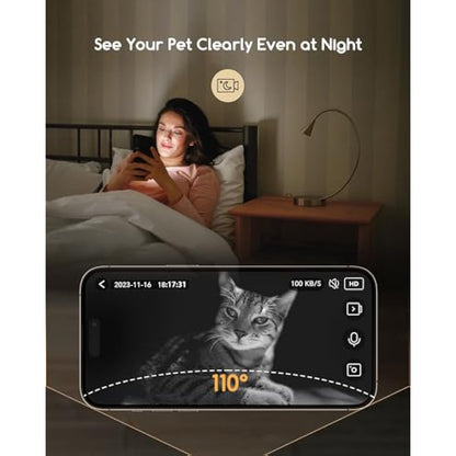 Faroro Automatic Cat Feeder with Camera, 3MP HD Video with Night Vision, 5G/2.4G WiFi Cat Feeder with APP Control, 2-Way Audio, Low Food Sensor, Motion Alerts for Cats and Dogs