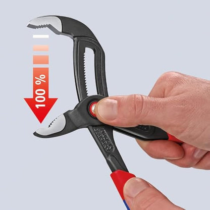 Knipex Cobra® QuickSet High-Tech Water Pump Pliers grey atramentized, with slim multi-component grips 250 mm 87 22 250