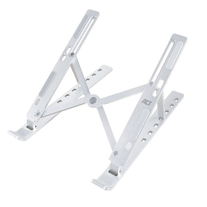 ACT Aluminium Foldable Laptop Stand for Desk (V-Shape), Ergonomic Laptop Riser up to 15.6”, Adjustable Height 6 Positions