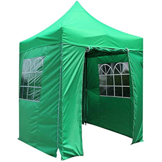All Seasons Gazebos, Choice Of 5 Colours, 2x2m Heavy Duty, Fully Waterproof, Premium Pop Up Gazebo With 4 x Zip Up Side Panels, Carry Bag With Wheels and 4 x leg weight bags (Bright Green)
