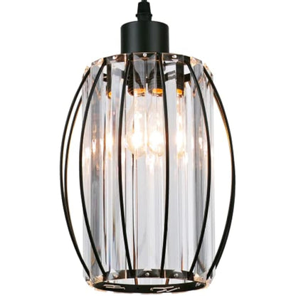 GIGGI Small Black Crystal Light Shade 16cm x 20cm, Cylinder Shape with Oval Rings, Lampshades for Ceiling Lights & Bedside Lamps, Lamp Shades for Bedroom, Living Room, Kitchen, Hallway