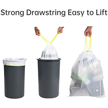 blkk Bin Bags Heavy Duty Bin Liners 50L Swing Bin Liners Strong Pedal Drawstring Bin Bags with Tie Handle Unscented (5 Rolls, 100 Counts in All)