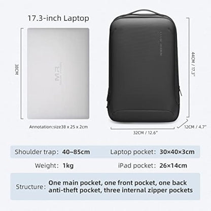 MARK RYDEN Slim Hard Shell Laptop Backpack, Lightweight Laptop Rucksack For 17.3 inch,Waterproof Business Work backpack For Men Women-Black