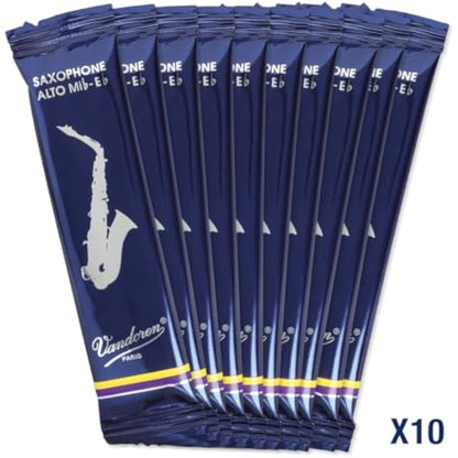 Vandoren Traditional Alto Saxophone Reeds – Box of 10 – Strength 2.5