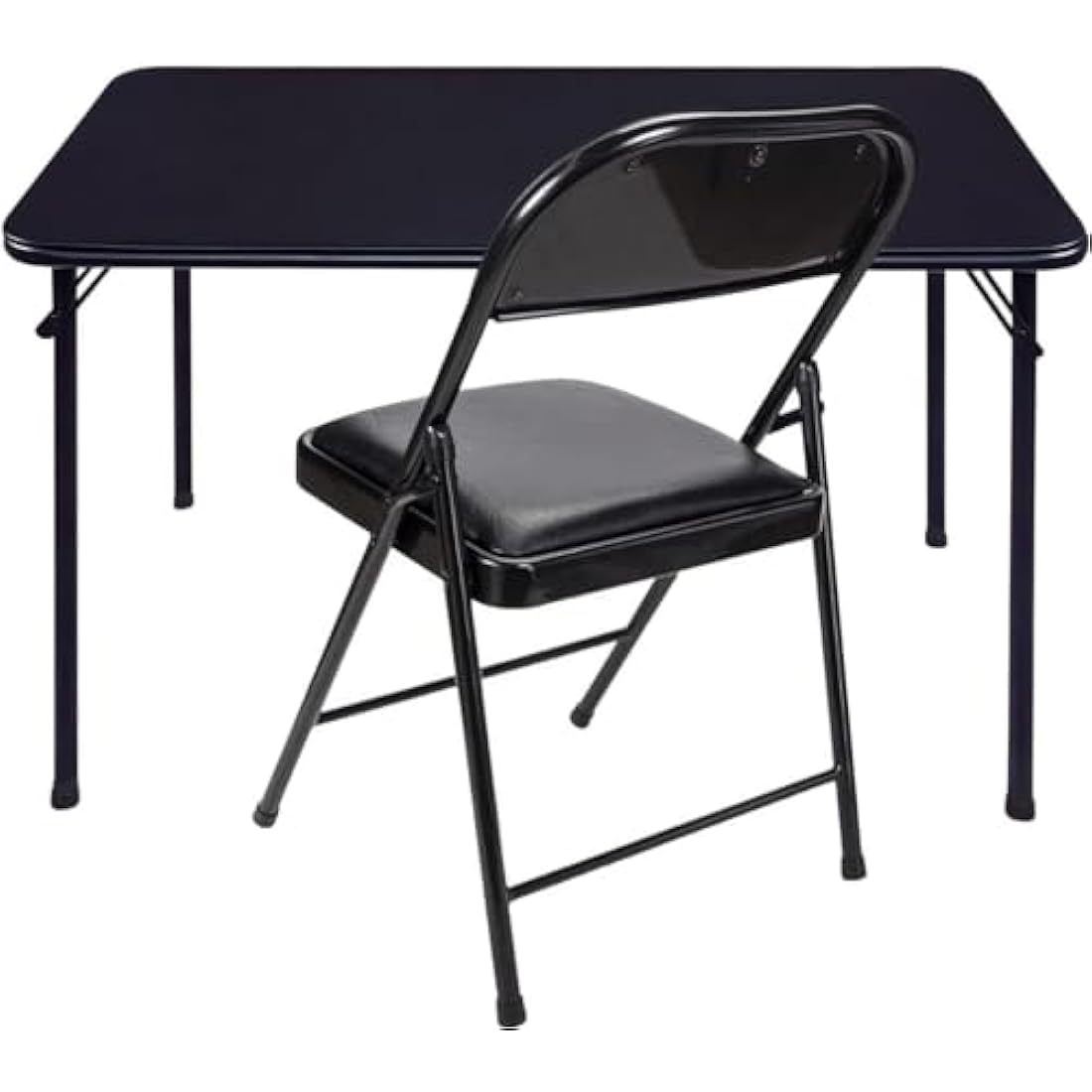 KAIHAOWIN Set of Desk and Chair, Computer Table/Dining Table 97 x 47 cm and Folding Chair 40 x 40 cm, Folding Desk and Chair, Outdoor, Black