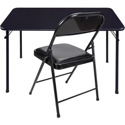KAIHAOWIN Set of Desk and Chair, Computer Table/Dining Table 97 x 47 cm and Folding Chair 40 x 40 cm, Folding Desk and Chair, Outdoor, Black