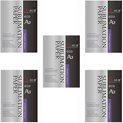 A-SUB Sublimation Paper A3, 297x420mm, 500 Sheets, Compatible with EPSON, SAWGRASS, RICOH, Brother Sublimation Printers