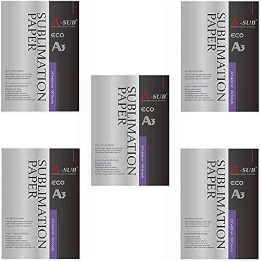 A-SUB Sublimation Paper A3, 297x420mm, 500 Sheets, Compatible with EPSON, SAWGRASS, RICOH, Brother Sublimation Printers