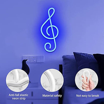 ENUOLI Music Note Neon Signs - Blue Neon Lights for Wall Decor - Battery or USB Operated - Night Lights - Decor for Bedroom, Living Room, Christmas, Wedding, Party, Bar