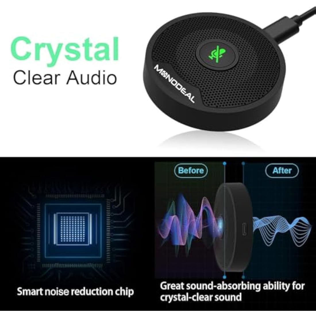 Monodeal USB microphone, Conference Microphone with Mute Button,pc microphone conference Upgraded USB for Laptop PC, Computer Zoom, Virtual School, Video Meeting, Skype