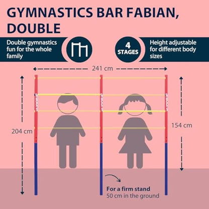 HUDORA Gymnastics Bar Fabian Standard/Pro - Single/double gymnastics bar for children & adults - 4 level height-adjustable gymnastics bar - Sturdy outdoor fitness bar for up to 100kg