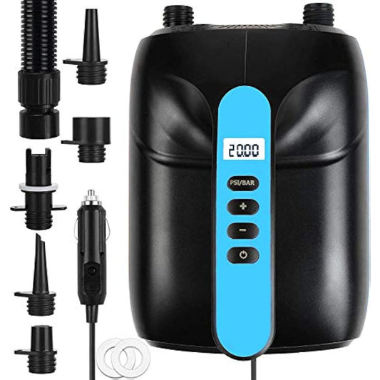 20PSI Electric Paddle Board Pump,Sup Pump Electric DC12V,Dual Stage Quick Air Inflator & Auto-Off,Suitable for Inflation/Deflation Stand Up Paddle Board,kayaks,Tent,Boats,Water Sports