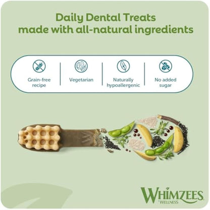 WHIMZEES By Wellness Toothbrush, Natural and Grain-Free Dog Chews, Dog Dental Sticks for Small Breeds, 24 Pieces, Size S