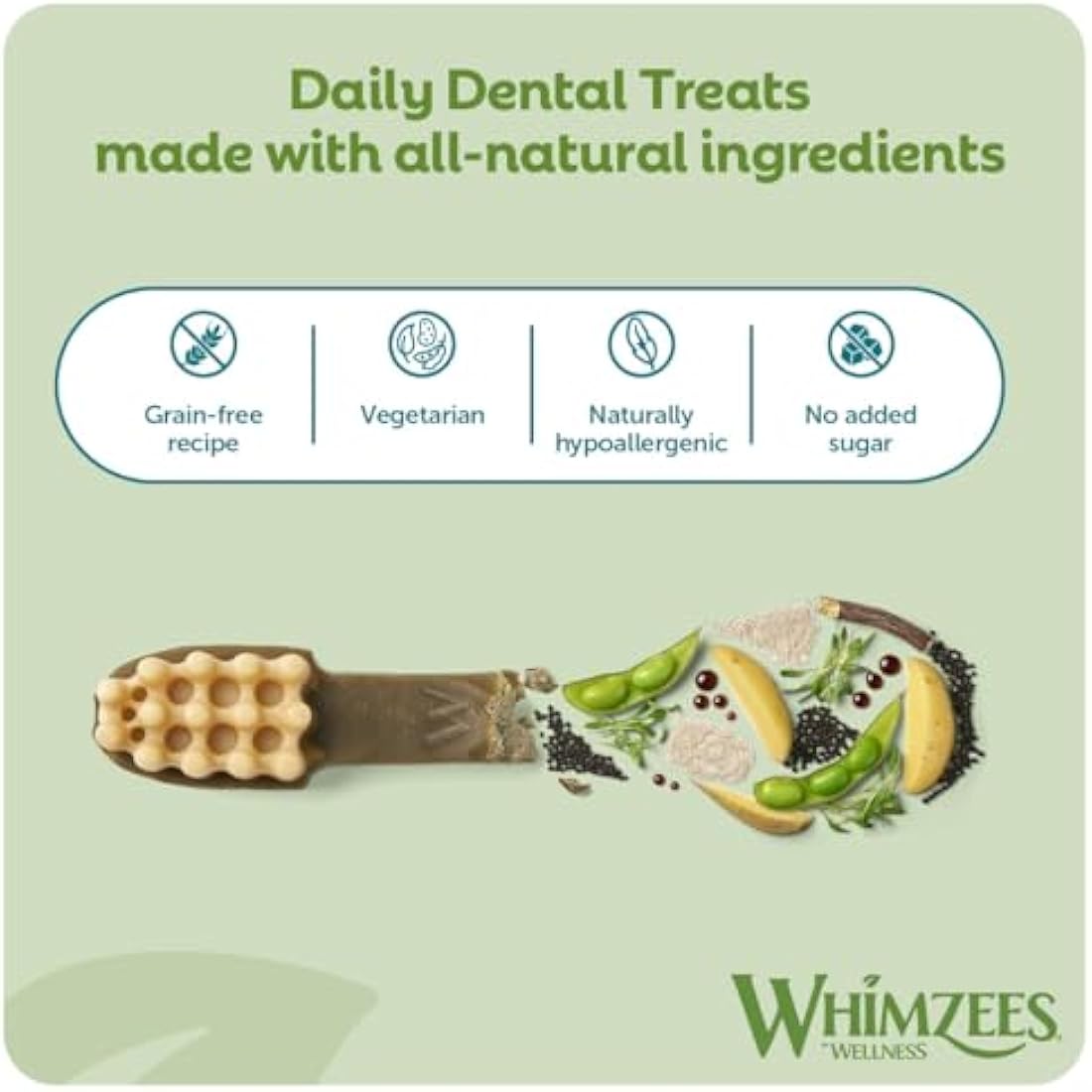WHIMZEES By Wellness Toothbrush, Natural And Grain-Free Dog Chews, Dog Dental Sticks Medium Breeds, 12 Pieces, Size M