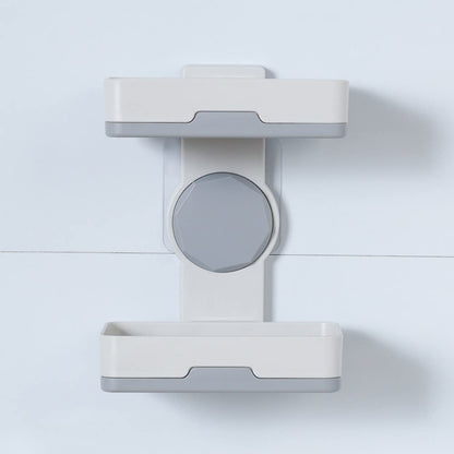 Soap Holder, PEFWO Strong Adhesive Double Layer Soap Dish, Removable Drill-Free Shower Soap Holder for Shower, Bathroom, Bathtub, Kitchen (White)