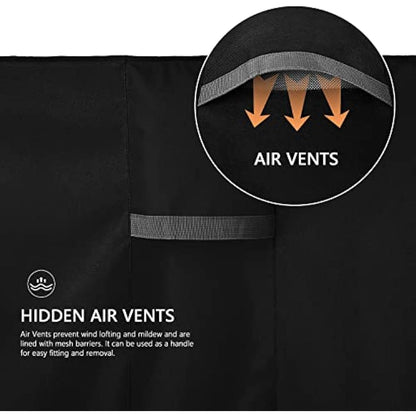 Dokon Garden Furniture Covers Waterproof Heavy Duty 600D Oxford Fabric Garden Table Cover with Air Vent Windproof Anti-UV Outdoor Table and Chairs Covers, Patio Set Cover Round (Ø128x71cm) - Black