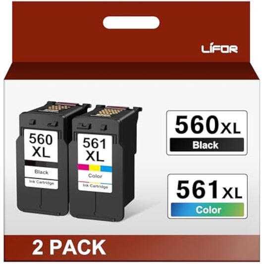 LIFOR PG-560XL CL-561XL 560XL 561XL Replacement for Canon 560 561 Ink Cartridges for Pixma TS7451 TS7450 TS5350 TS5351 TS5350a TS5351 TS5352 (1 Black 1 Colour)