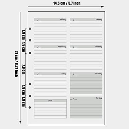 Undated A5 Diary Week to View Refill - 1 Week on 2 Pages, Section with To Do List, Goals & Habit Tracker, Extra Notes, Contact Pages, Weekly Planner Insert for A5 Binder, Thicker Paper 100 gsm, UK