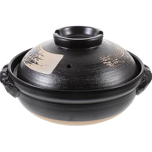 9 * 4Inch Ceramic Hot Pot Earthenware Clay Pot Fondue Pot Earthen Pot Round Stewpot Clay Pots Soup Pot Casserole Cooking Pot for Home