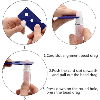 Essential Oil Roller Bottle EVA Carrying Travel Case and 10pcs Essential Oil Gemstone Roller Ball Bottles Frosted Glass Inside 10ml Healing Crystal Chips