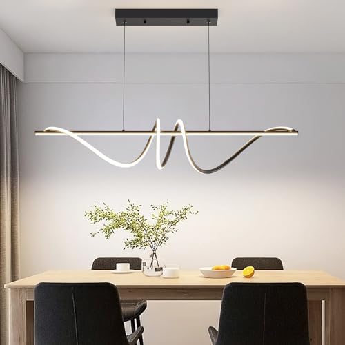 Mikeru Modern 100cm Spiral Pendant with Remote Control 3000K/4500K/6500K Dimmable Dining Room Pendant Light, Brightness 10%-100% Adjustable Island Light, Height Adjustable 1.5M LED Pendant Light