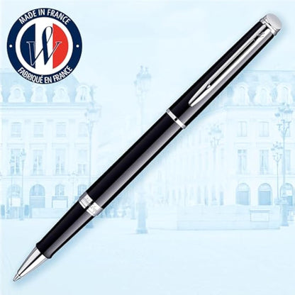 Waterman Hemisphere Rollerball Pen | Gloss Black with Chrome Trim | Fine Point | Black Ink | Gift Box