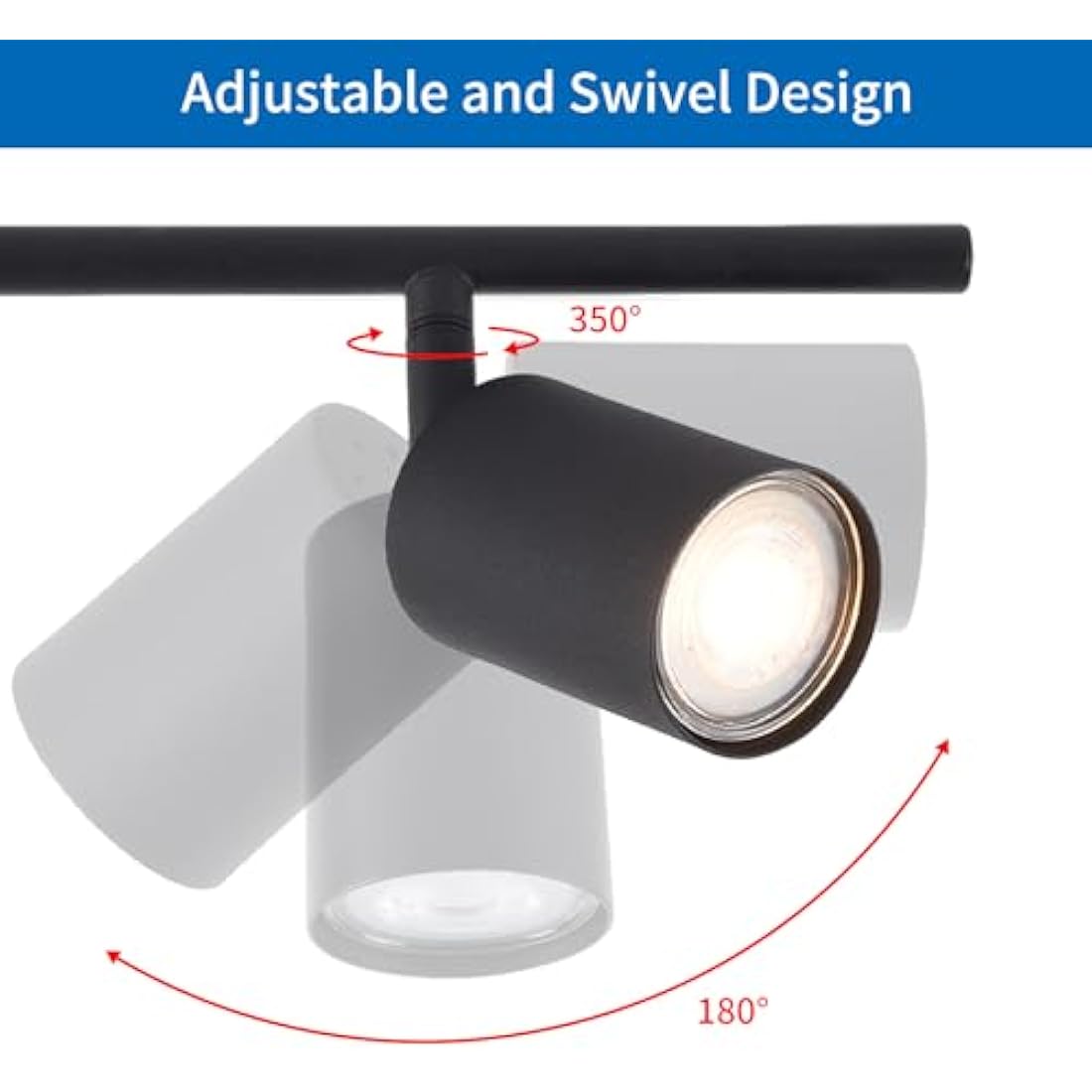 ANWIO 4 Black GU10 Spotlight Ceiling Lights,Bedroom Kitchen Lights Ceiling,GU10 Industrial Hallway Ceilings Light Fitting,Spot Light Bar Indoor Adjustable Light Ceilings Spot Lamp(EUS-EA190811-10)