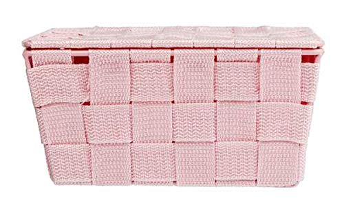 WENKO Storage basket Adria with lid in pink, PP, 19 x 14 x 10 cm