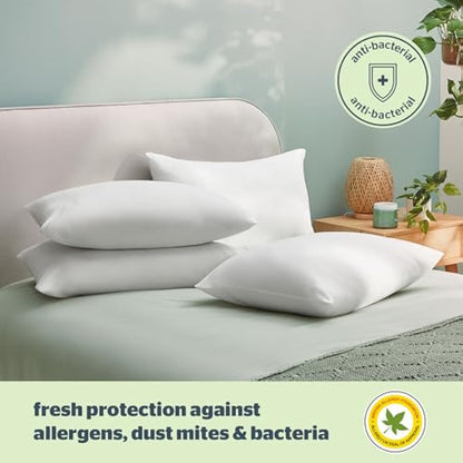 Silentnight Anti Allergy Firm Pillows 4 Pack – Firm Support Pillows with Fibre Core Ideal for Side Sleepers and Neck and Shoulder Pain Relief – Hypoallergenic – Pack of 4, White