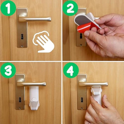 Door Handle Lock, 2 pcs, White, for Children and Pets, Prevents Opening of Doors, Child Proof Door Lock, Toddler Door Latch, Baby Safety Door Blocker, Childproof Door Lever Lock, Babyproofing Door