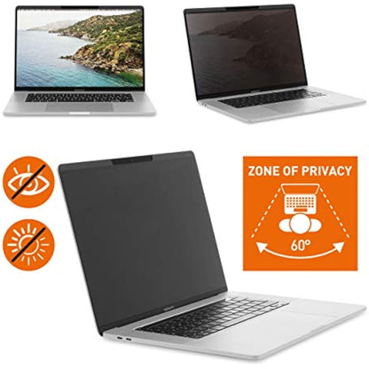 Durable Privacy Filter with Magnetic Attachment for MacBook Pro 15" Screens - Includes Travel Bag and Cleaning Cloth - Integrated Blue Light Filter