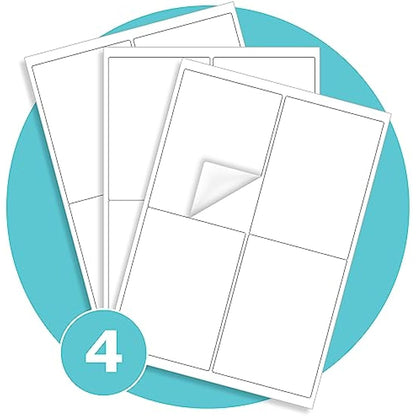 Triplast 50 x Multipurpose A4 Label Sheets - 4 Labels Per Sheet (99 139mm Each) Easy Peel White for Inkjet & Laser Printer Address Labels, Shipping File DIY Stickers, (TPA4L0040050)