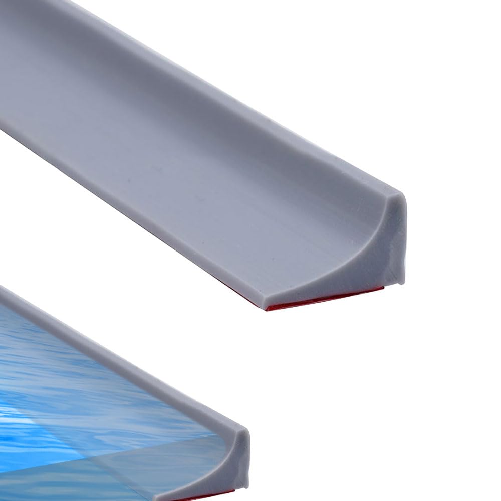 Azlanway Splash Protection Strip Shower Self-Adhesive 2 m Walk-in Shower Floor Water Barrier, Water Stopper Strip for Wet and Dry Separation